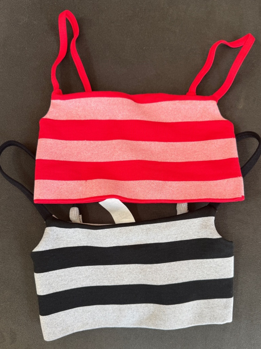 NWOT free people tighten up reversible Striped sports bra- Pink & Black Set of 2